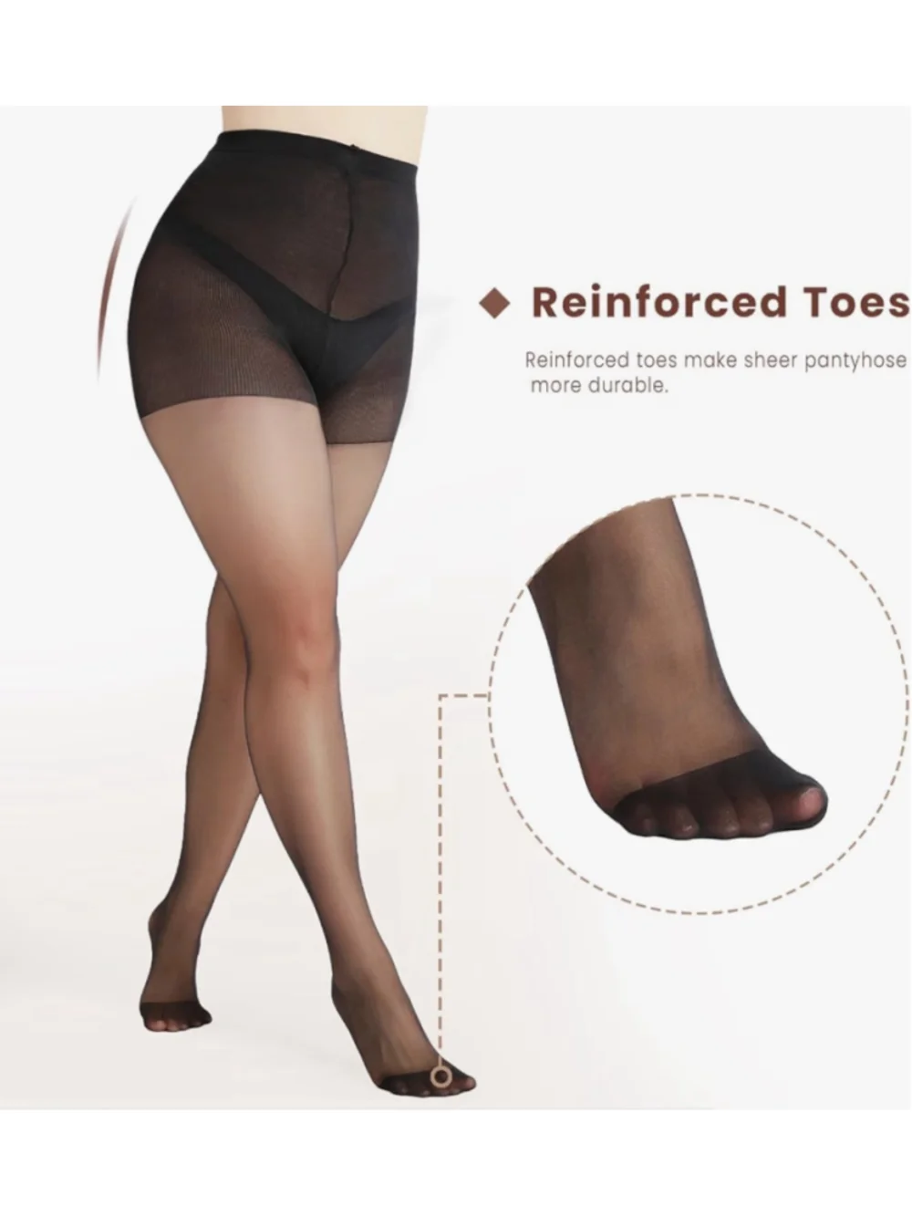 G&Y Plus Size 3XL Sheer Pantyhose Black 20D Control Top – 4 Pairs NEW